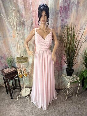 📌Blushing Pink Beaded Straps Pleated Chiffon A-Line Bridesmaid - Prom Dress
